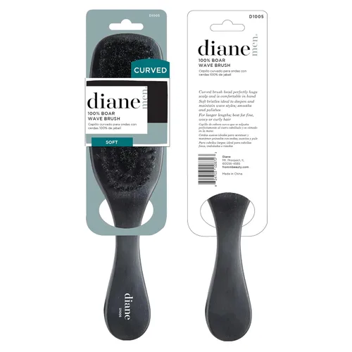 Miniatura 6 de Cepillo de cerdas de jabalí Diane de onda curva para hombres y mujeres - Negro, cerdas suaves para cabello fino a medio - Uso para desenredar