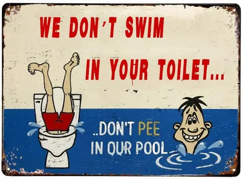 Letrero de metal con texto en inglés «No Lifeguard On Duty», «Swim At Your Own Risk», letrero de metal nostálgico para piscina, decoración de pared
