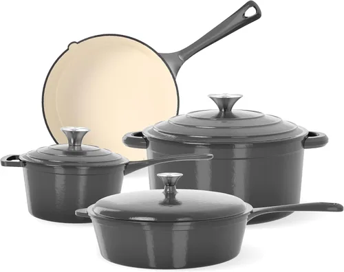 Miniatura 9 de Kitchen Academy Juego de utensilios de cocina de hierro fundido esmaltado, juego de ollas y sartenes no tóxicos, juego de horno holandés