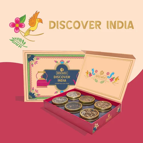 Miniatura 3 de BREWIX, Descubre Caja de Regalo de Té Negro Premium de India para Navidad (180g/90+ Tazas) Juego de Regalo de Té Para Amantes del Té 6 Tés Chai