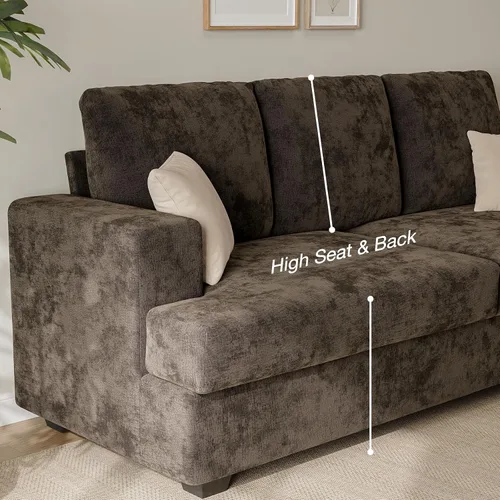 Miniatura 2 de Camillas marrones de 89 pulgadas para sala de estar, sofá de 3 plazas con asiento profundo, sofá biplaza de gran tamaño para apartamentos y espacios
