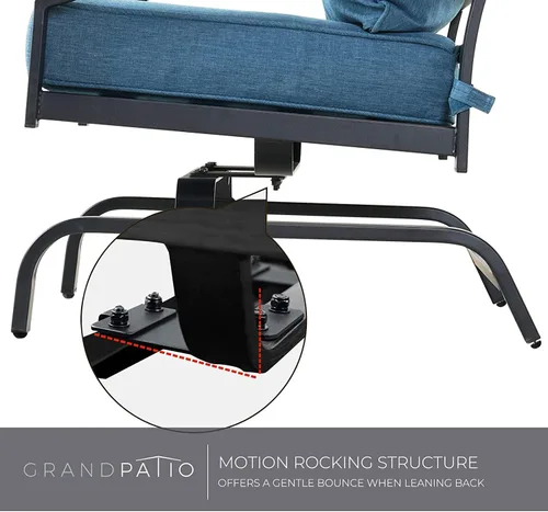 Miniatura 4 de Grand patio Sillas para exteriores, mecedoras para exteriores, juego de 2, sillas de asiento de patio con cojines de olefina, color azul pavo real