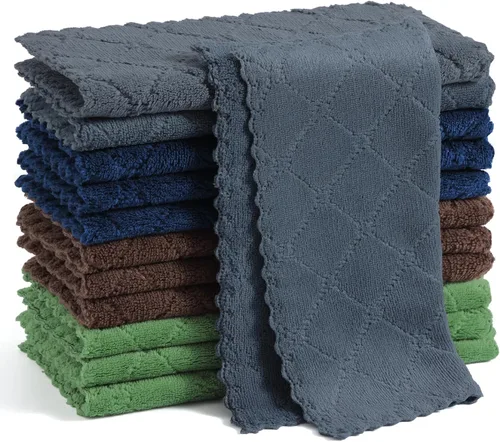 Miniatura 18 de Homaxy - Paquete de 12 trapos de cocina (10 x 10 pulgadas, morado), de terciopelo coral, supersuaves y absorbentes, de secado rápido, paño
