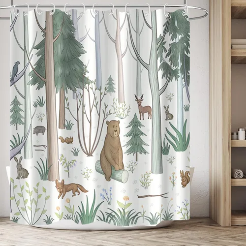 Miniatura 17 de AWERT Cortina de ducha pequeña de tamaño medio con 6 ganchos, cortina de ducha de 36 x 72 pulgadas, cortina de ducha bohemia de 36 pulgadas para Boho