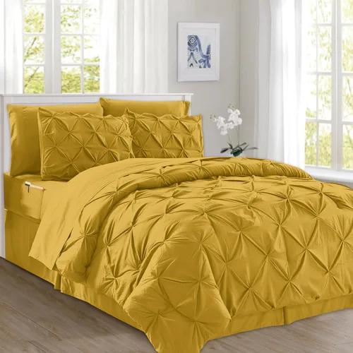 Miniatura 25 de Elegant Comfort Juego de edredón con pliegues pinzados de 8 piezas - Cama completa en una bolsa para todas las estaciones, incluye juego de sábanas