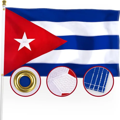 XIFAN Bandera de Cuba Premium de 3 x 5 pies, para exteriores, grande, de doble cara, resistente, nailon 210D, estrella bordada, bandera de país