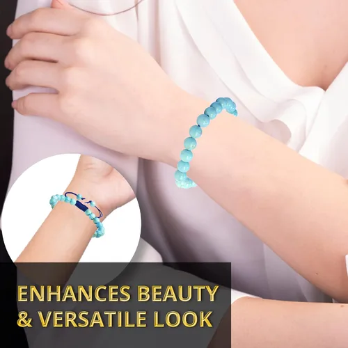Miniatura 47 de Adjustable Crystal Bracelet – Gemstone Bead Bracelet with Adjustable Macrame String – Chic Gemstone Bracelet for Men and Women – 8mm Round Healing