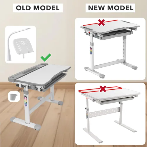 Miniatura 2 de Mount-It! Kit de accesorios para escritorio de niños de altura ajustable Incluye lámpara LED, estante para libros y portalápices, color gris