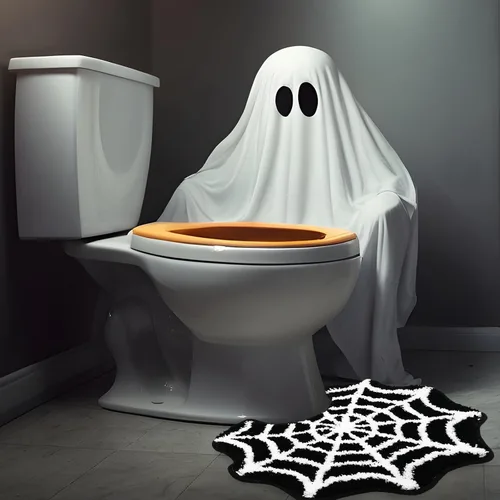 Miniatura 5 de FYSUIMU Alfombra de baño de telaraña negra para Halloween, alfombra de inodoro suave en forma de U, antideslizante, lavable, para el hogar, hotel
