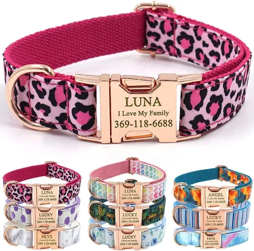 Miniatura 14 de PETDURO Collar Personalizado para Perro A cuadros Negro Blanco con Nombre y Teléfono Grabados en Hebilla de Metal Plateado para Perros Grandes