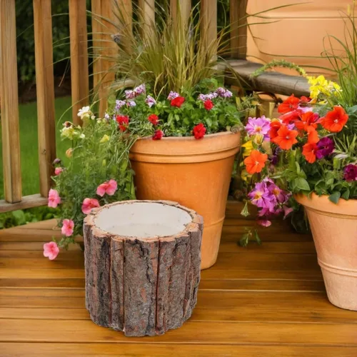 Miniatura 7 de DOITOOL Maceta de troncos de troncos de madera, maceta rústica de corteza para centros de mesa, bodas, fiestas, hogar, oficina, balcón, decoración