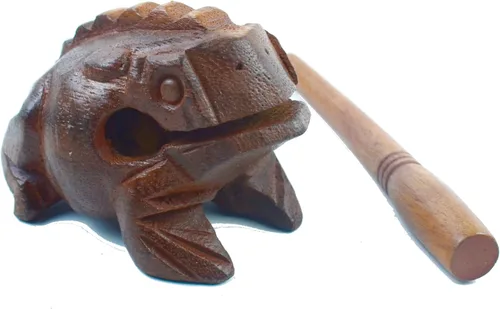 Rana guiro pulgadas bloque de madera instrumento musical percusión Instrumento musical tamaño perfecto Madera natural Güiro Frog. (3.75 pulgadas-3.7