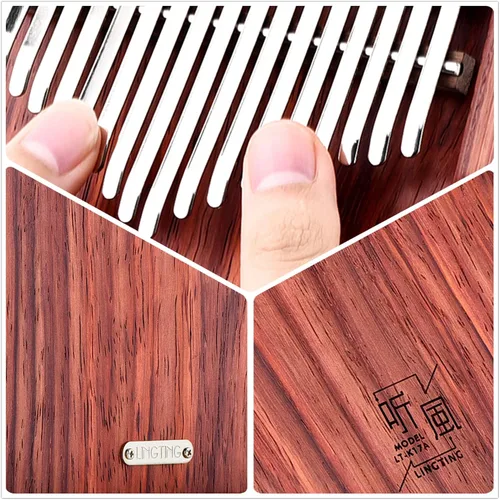 Miniatura 3 de LingTing Kalimba - Piano de pulgar de 17 teclas Mbira, regalo para adultos principiantes profesionales (LT-K17A, susurrador de viento)