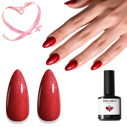 Miniatura 45 de Modelones Esmalte de uñas de gel ojo de gato arco iris con lentejuelas plateadas holográficas, esmalte de uñas de gel 9D con barra magnética, apto