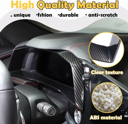 Miniatura 3 de Marco de cubierta de tablero de instrumentos compatible con Chevrolet Corvette C8 2020-2023, accesorios interiores (patrón de fibra de carbono)