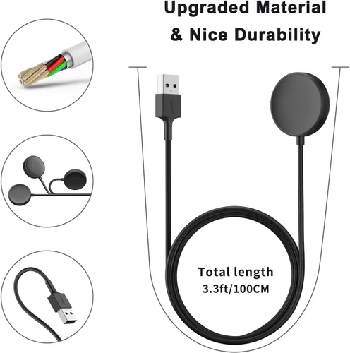 Miniatura 6 de Vancle Cargador de pared rápido para Samsung Galaxy Watch 8/8 Classic/7/6/5/4/3/Active 2/Active, 3.3 pies magnético USB carga cable Dock soporte