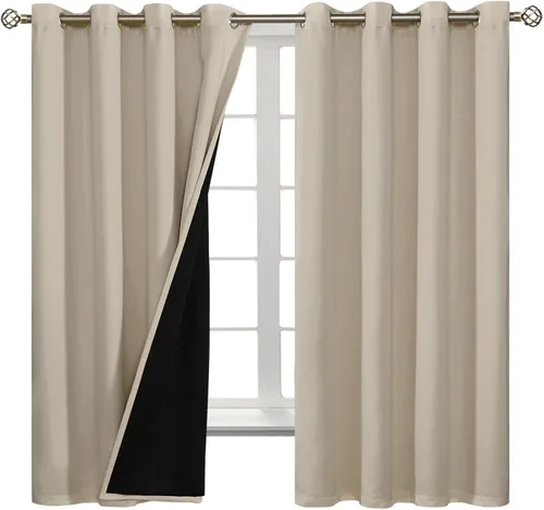 Miniatura 8 de BGment Cortinas 100% opacas con aislamiento térmico para dormitorio con forro negro, doble capa, oscurecimiento de toda la habitación, reducción