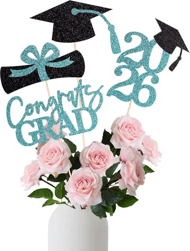 Miniatura 9 de 16 piezas de decoración de graduación para la clase de 2026, centros de mesa de felicitaciones de graduación 2026, decoración de mesa 2026, Azul