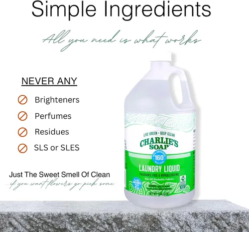 Miniatura 7 de Charlie's Soap Detergente líquido para ropa sin fragancia, 160 cargas (128 onzas, 1 paquete)