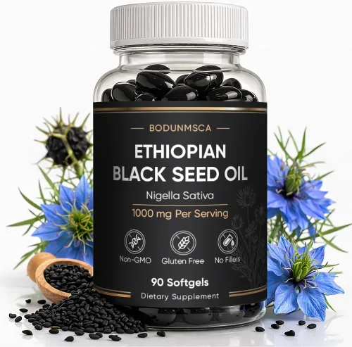 Aceite de semilla negra etíope, cápsulas blandas de aceite de semilla negra, 1000 mg, suplemento de Nigella Sativa, apoyo diario de bienestar a base