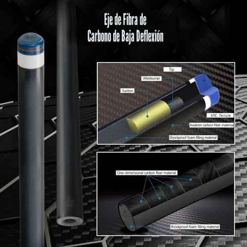 Miniatura 7 de CRICAL Palo de taco de billar de fibra de carbono de 58 pulgadas, palos profesionales de baja desviación para piscina con junta de 3/8 x 8 pines