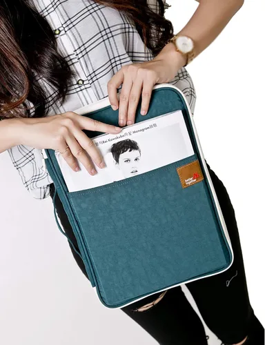 Miniatura 7 de Documento A4 Bolsa Estuche Impermeable Organizador Portafolio Oficina Viaje Cremallera Multi-Función Bolsa 01-azul oscuro