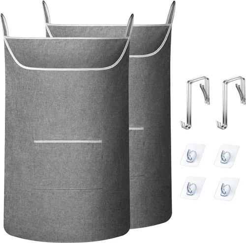 Miniatura 9 de SAVERHO Bolsa Cesta de Ropa Sucia Colgante Negra, Cesta Colgante XL para Puerta con Abertura Grande Bolsa de Almacenamiento de Ropa Sucia