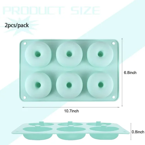 Miniatura 3 de Molde de silicona para donas, molde antiadherente, molde para donas para 6 rosquillas de tamaño completo para hornear, rosquillas de galletas