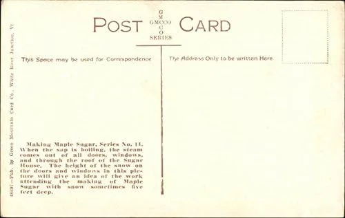 Miniatura 2 de Boiling the sap, a sugar house in operation Vermont VT Original Antique Postcard