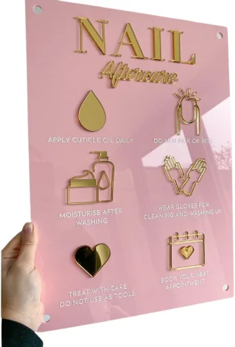 Custom 3D Lash Aftercare Advice Sign Beauty Engraved Acrylic Sign Lash Salon Sign Aesthetics Aftercare Sign Eyelash Care Sign (Custom, Black Mirror,