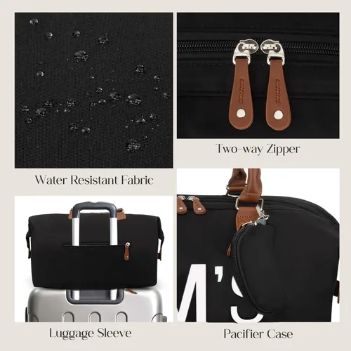 Miniatura 6 de printe Bolsa de pañales grande de 6 piezas con cambiador y 2 bolsas organizadas, bolsa de mamá para hospital con funda para chupete, correas, gancho