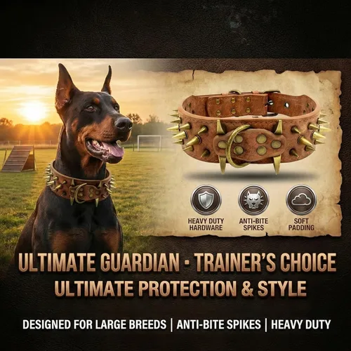 Miniatura 2 de The Mighty Collar Grande con Pinchos y Tachuelas para Perro - Protege el Cuello de tu Perro de Mordeduras, Duradero y Elegante, para Perros Grandes