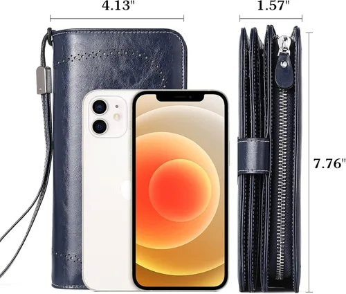 Miniatura 4 de BOSTANTEN Cartera de cuero genuino para mujer, de gran capacidad, cartera de mano, tarjetero con bloqueo RFID