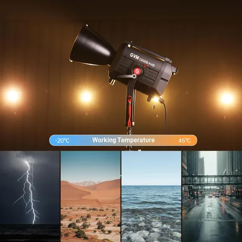 Miniatura 6 de GVM - Luz de video LED de 1200 W, kit de iluminación de película AIO 1200B, kit de iluminación de fotografía de 42800lux/9.8 ft con control DMX
