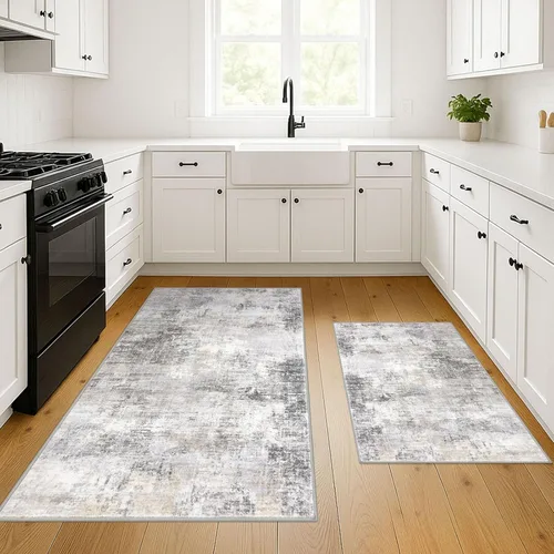 Miniatura 778 de IOHOUZE Alfombra abstracta lavable de 3 x 12 pies para pasillos, antideslizante para cocina, camino de entrada de lana sintética para interiores