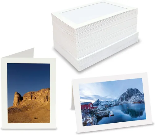 Better Office Products Tarjetas de notas con marco de fotos para fotos de 4 x 6 pulgadas, paquete de 50 insertos de fotos con sobres (blanco,