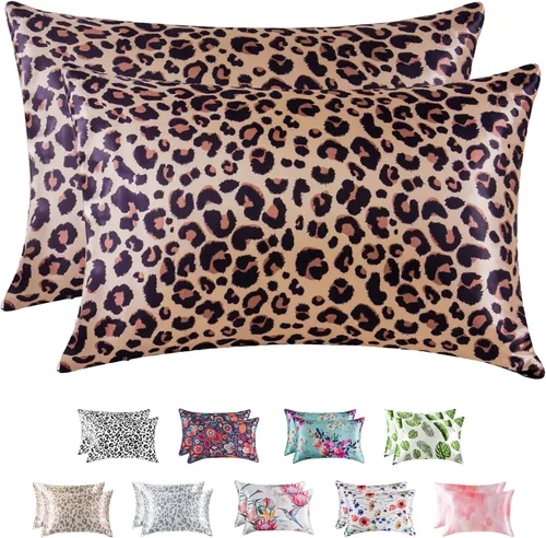 Miniatura 10 de MR&HM - Funda de almohada de satén 16- verde floral