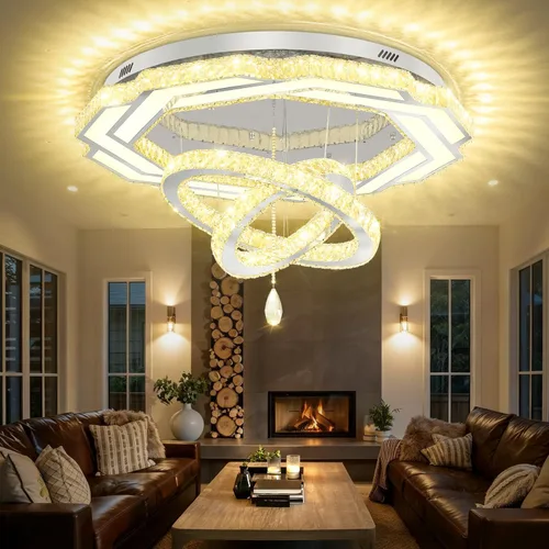Miniatura 28 de Flashing God Candelabros de cristal modernos de 12 pulgadas, lámpara de techo de montaje empotrado, mini lámpara LED regulable para pasillo, lámpara