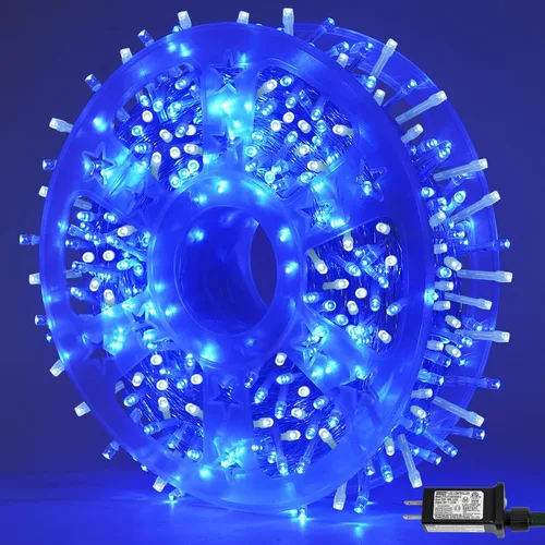 Miniatura 15 de QITONG Tira de luces rojas y verdes para exteriores, 165 pies, 500 luces LED de alambre transparente de Navidad para interiores, 8 modos de luz