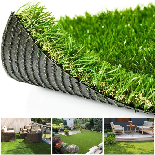 Césped Artificial para Exteriores, 10 pies x 10 pies (100 pies cuadrados) de 1.38" de espesor, alfombra de césped sintético realista para mascotas,
