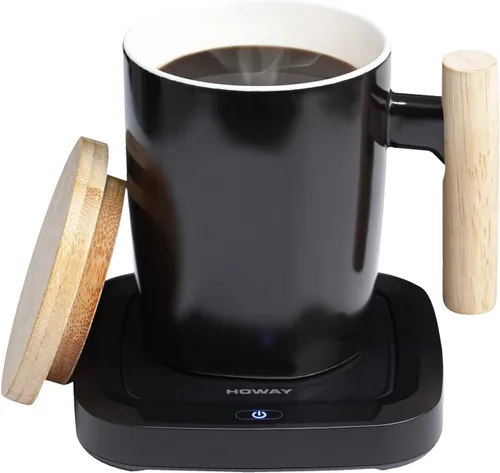 Juego de calentador de taza de café para escritorio, taza de calentamiento con control de temperatura para chocolate caliente, cacao y té, uso en