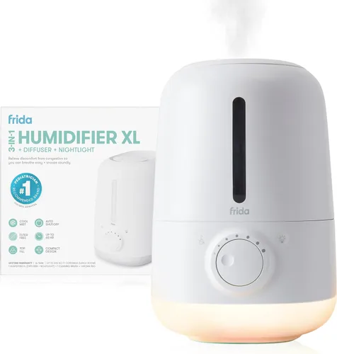 Frida Baby 3-en-1 XL Humidificador de relleno superior para dormitorio, alivio de resfriado y gripe, humidificador de niebla fría de tanque de 6L +