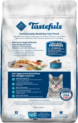 Miniatura 2 de Blue Buffalo Tastefuls - Comida natural para gatos adultos, control de peso, bolsa de 15 libras