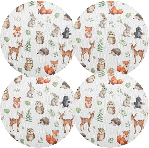 Miniatura 2 de Cute Animals Owl Fox White PVC Placemat, Non Slip Heat Proof Table Mat for Kitchen one sizex1