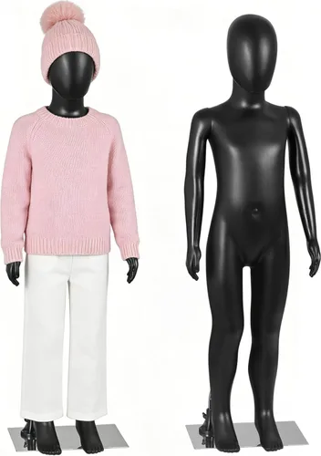 Miniatura 11 de ZENY Maniquí infantil de cuerpo completo para niños, forma de vestido realista, ajustable, desmontable, para niños, 44 pulgadas, color negro