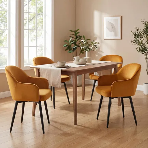 Miniatura 11 de Ya-Home Juego de 2 sillas de comedor giratorias modernas, cómodas sillas laterales tapizadas de piel sintética con respaldo hueco, patas de metal