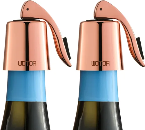 Miniatura 8 de WOTOR Tapones para botellas de vino de acero inoxidable con silicona, reutilizable, protector de vino y sellador decorativo de botellas, a prueba