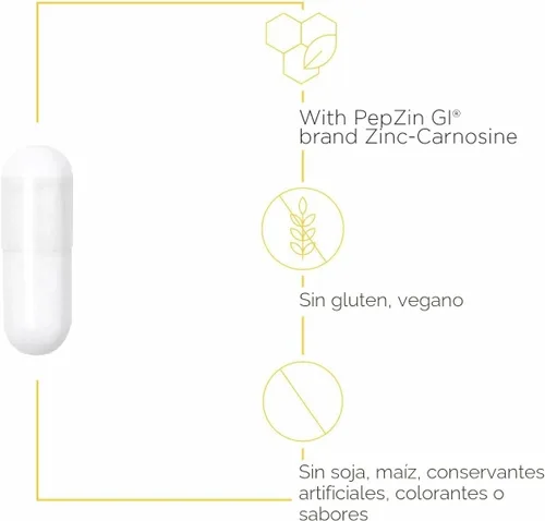 Miniatura 3 de Integrative Therapeutics Zinc-Carnosine - Apoyo para la salud digestiva y del intestino* - Suplemento para el tracto gastrointestinal - Vegano, sin