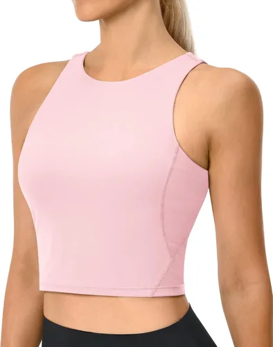 GYM RAINBOW Sujetadores deportivos acolchados para mujer, camiseta corta sin mangas de línea larga para fitness, correr, yoga, entrenamiento, tops