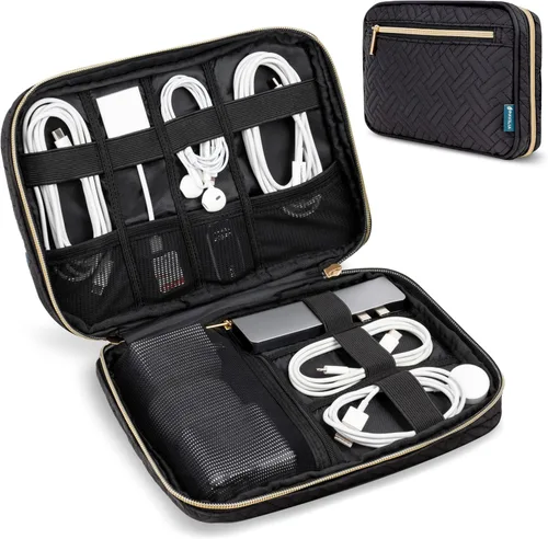 Miniatura 8 de PAVILIA Organizador de cables de viaje, organizador electrónico de viaje, estuche de almacenamiento de cables, bolsa pequeña para cable de carga